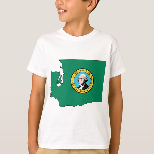 T-shirt Carte de drapeau de Washington (Devant)