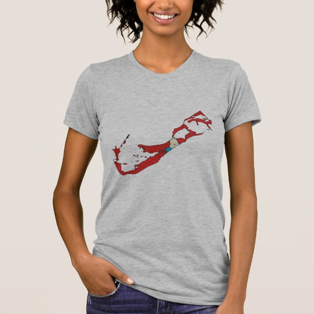 T-shirt Carte de drapeau des Bermudes (Devant)