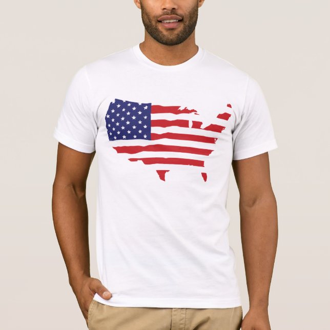T-shirt Carte de drapeau des Etats-Unis (Devant)