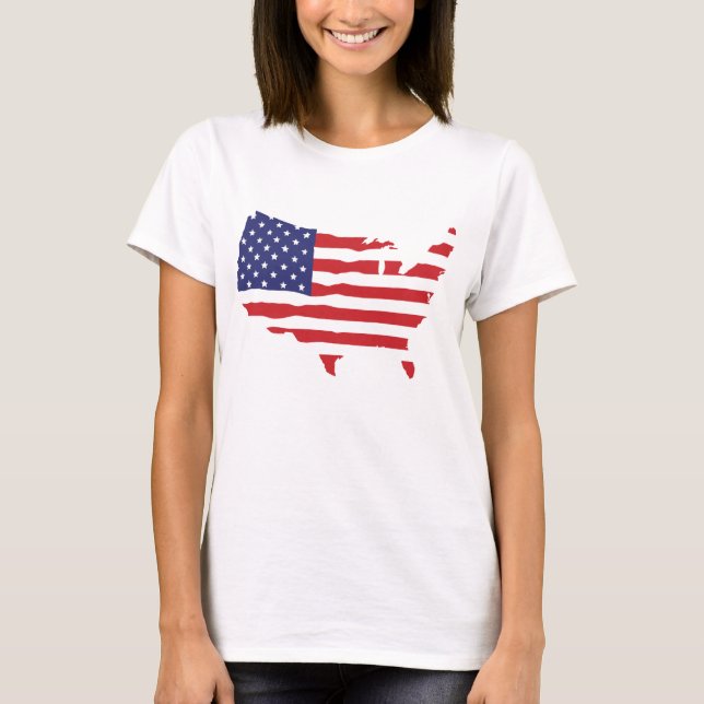 T-shirt Carte de drapeau des Etats-Unis (Devant)
