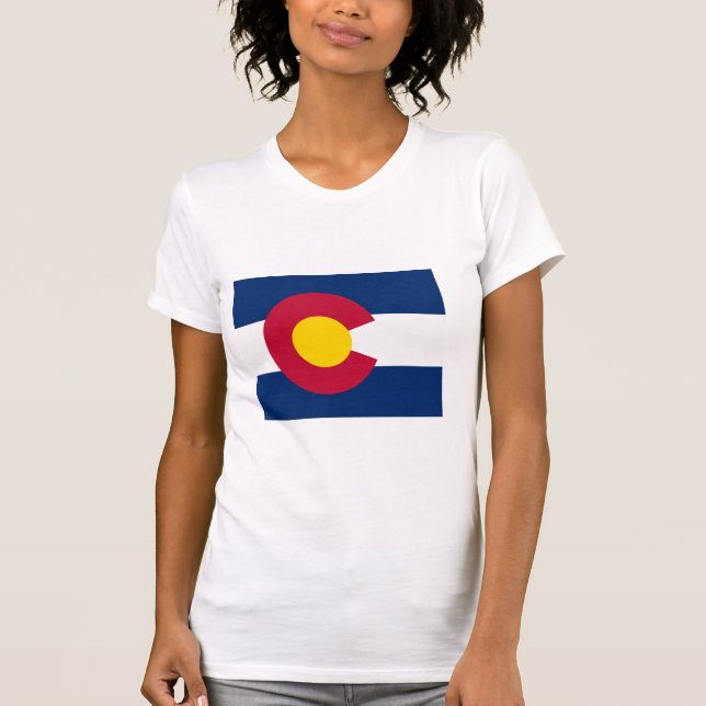 T-shirt Carte de drapeau du Colorado (Devant)