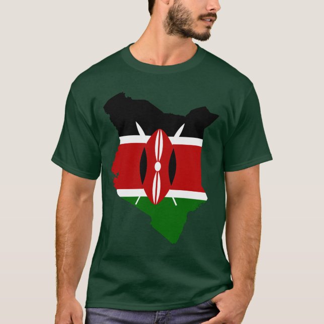 T-shirt Carte de drapeau du Kenya (Devant)