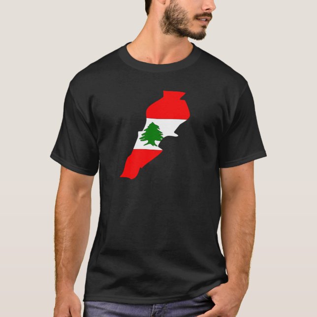 T-shirt Carte de drapeau du Liban normale (Devant)