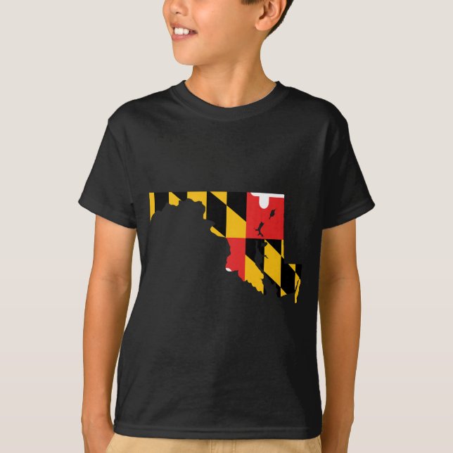 T-shirt Carte de drapeau du Maryland (Devant)