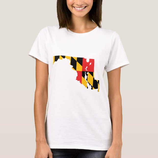 T-shirt Carte de drapeau du Maryland (Devant)