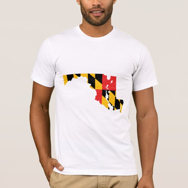 T-shirt Carte de drapeau du Maryland (Devant)