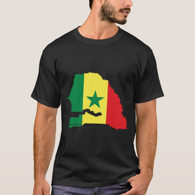 T-shirt Carte de drapeau du Sénégal (Devant)