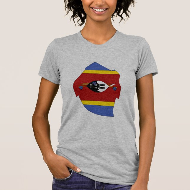 T-shirt Carte de drapeau du Souaziland (Devant)