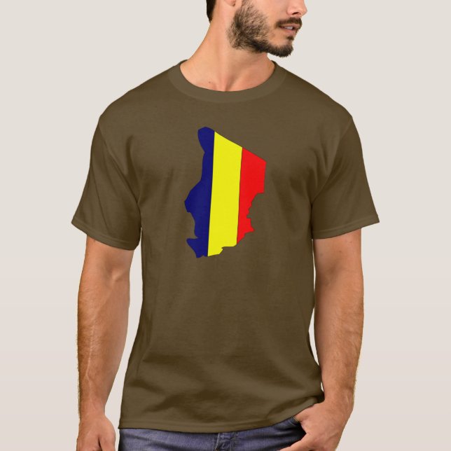 T-shirt Carte de drapeau du Tchad (Devant)
