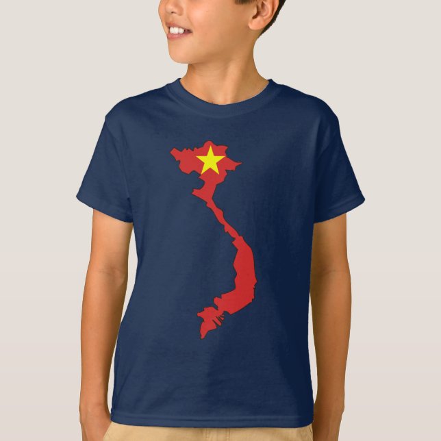 T-shirt Carte de drapeau du Vietnam (Devant)