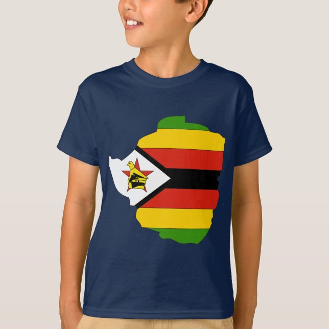 T-shirt Carte de drapeau du Zimbabwe (Devant)