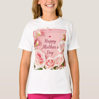 T-shirt Carte de Fête des Mères Rose Rose Élégante