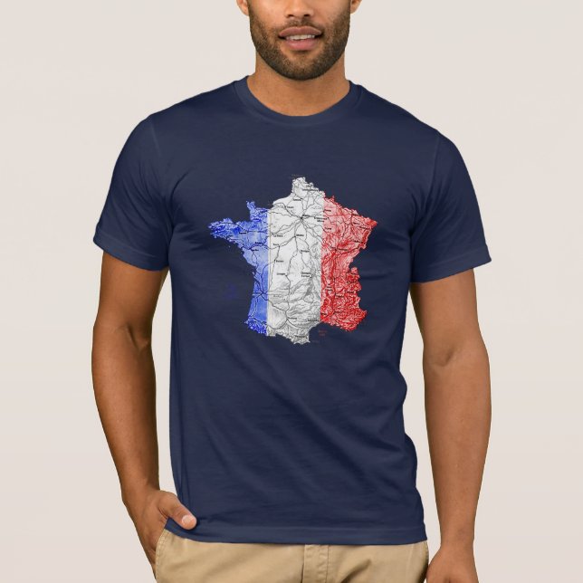 T-Shirt carte de France couleur du drapeau (Devant)