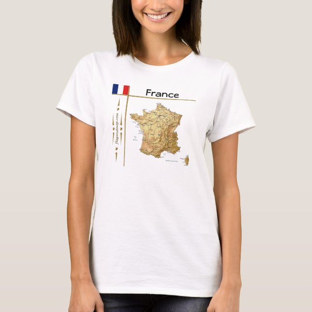 T-Shirt Carte de France + Drapeau + Titre (Devant)