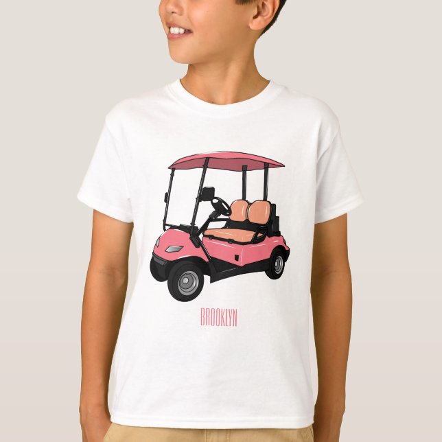 T-shirt Carte de golf / dessin animé en voiturette de golf (Devant)