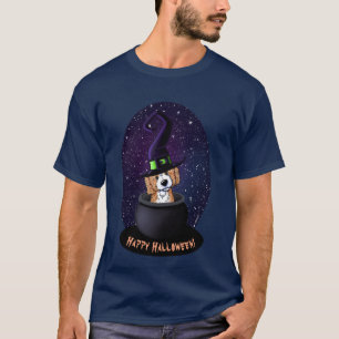 T-shirt Carte de Halloween KiniArt Doodle Dog Sorcière