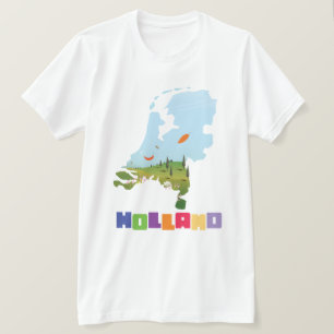 T-shirt carte de Hollande en caricature