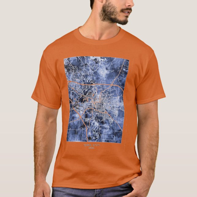 T-shirt Carte de Iowa City (Devant)