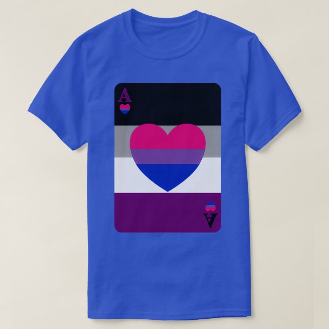 T-shirt Carte de jeu Ace Asexuel et Biromantic (Design devant)