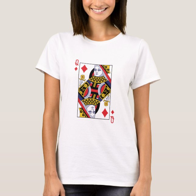 T-shirt Carte de jeu Queen of Diamonds Poker Casino (Devant)
