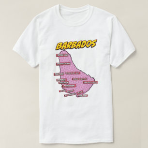 T-shirt Carte de la Barbade illustrée dans le style Pop Ar