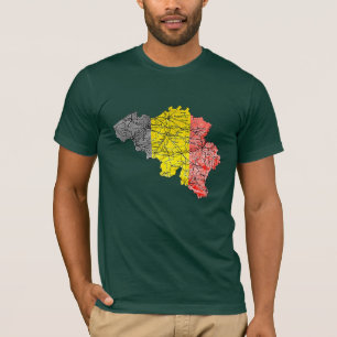 T-Shirt carte de la Belgique aux couleurs du drape