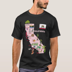 T-shirt Carte de la Californie attractions touristiques am