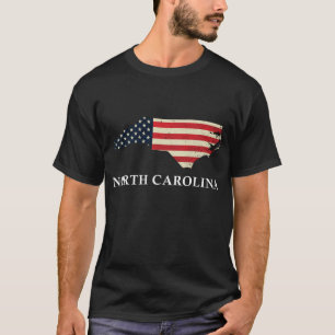 T-shirt Carte de la Caroline du Nord Drapeau américain 4 j