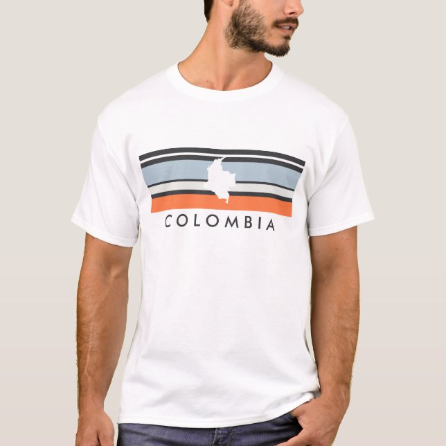 T-shirt Carte de la Colombie : Rayures modernes (Devant)