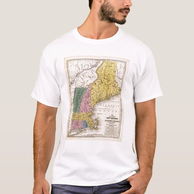 T-shirt Carte de la Nouvelle Angleterre ou des états (Devant)