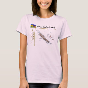 T-shirt Carte de la Nouvelle-Calédonie + Drapeau + Titre