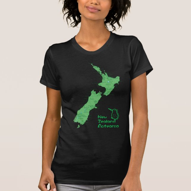 T-shirt Carte de la Nouvelle Zélande (Devant)