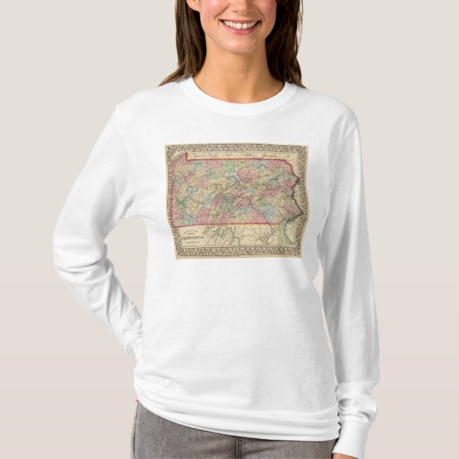 T-shirt Carte de la Pennsylvanie par Mitchell (Devant)