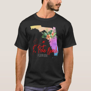 T-shirt Carte de la plage St Pete Correspondance Vacances