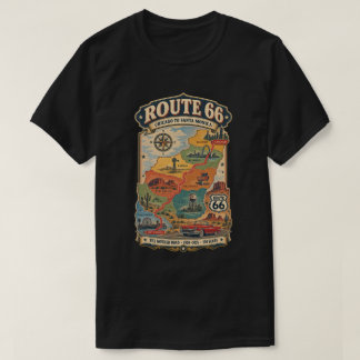 T-shirt Carte de la route 66 de Chicago à Santa Monica Vin