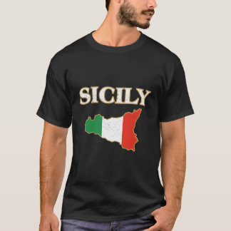 T-shirt Carte de la Sicile italienne Sicilia Sicilienne