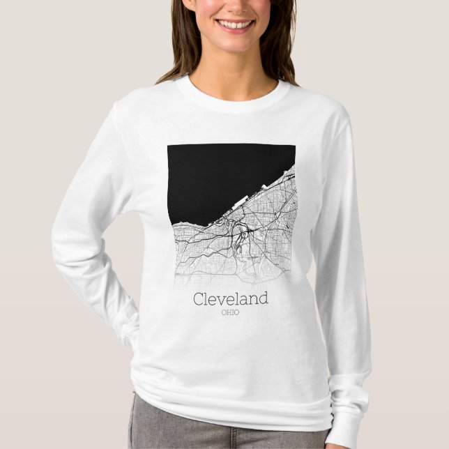 T-shirt Carte de la ville de Cleveland (Devant)