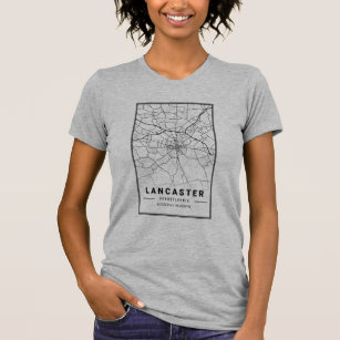 T-shirt Carte de la ville de Lancaster Pennsylvania   Styl