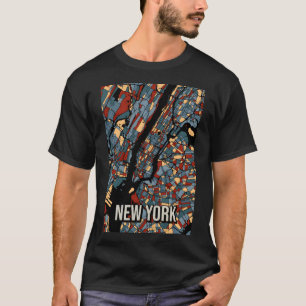 T-shirt Carte de la ville de New York - Colorful Earthtone