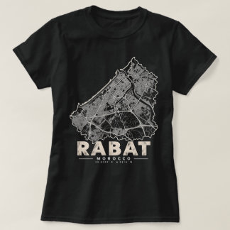 T-shirt Carte de la ville de Rabat Maroc Art de rue sur gr