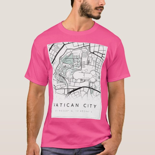 T-shirt Carte de la ville du Vatican Style scandinave (Devant)