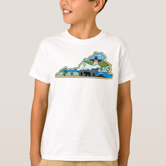 T-shirt Carte de la Virginie Chesapeake Charlottesville Ly (Devant)