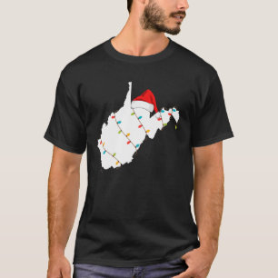T-shirt Carte de la Virginie Occidentale Noël avec chapeau