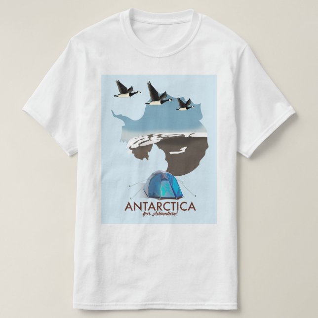 T-shirt Carte de l'affiche Antarctica For Adventure Travel (Design devant)