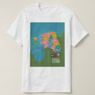 T-Shirt carte de l'affiche de voyage vintage d'Est