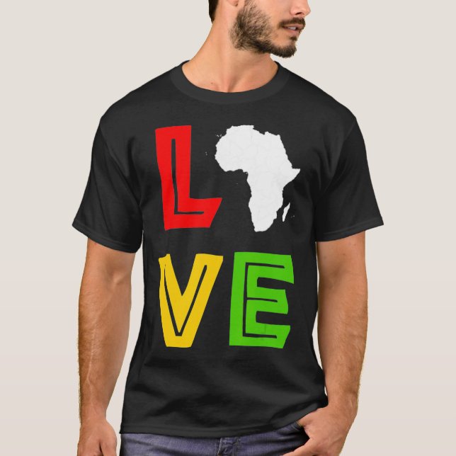 T-shirt Carte de l'Afrique Amour Histoire Noire Mois Améri (Devant)
