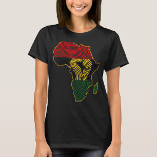 T-shirt Carte de l'Afrique Drapeau africain Empreinte noir
