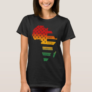 T-shirt Carte de l'Afrique drapeau américain Histoire noir