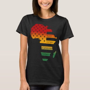 T-shirt Carte de l'Afrique drapeau américain Histoire noir