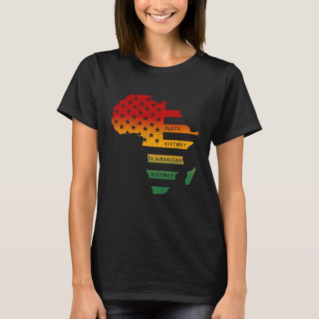 T-shirt Carte de l'Afrique drapeau américain Histoire noir (Devant)